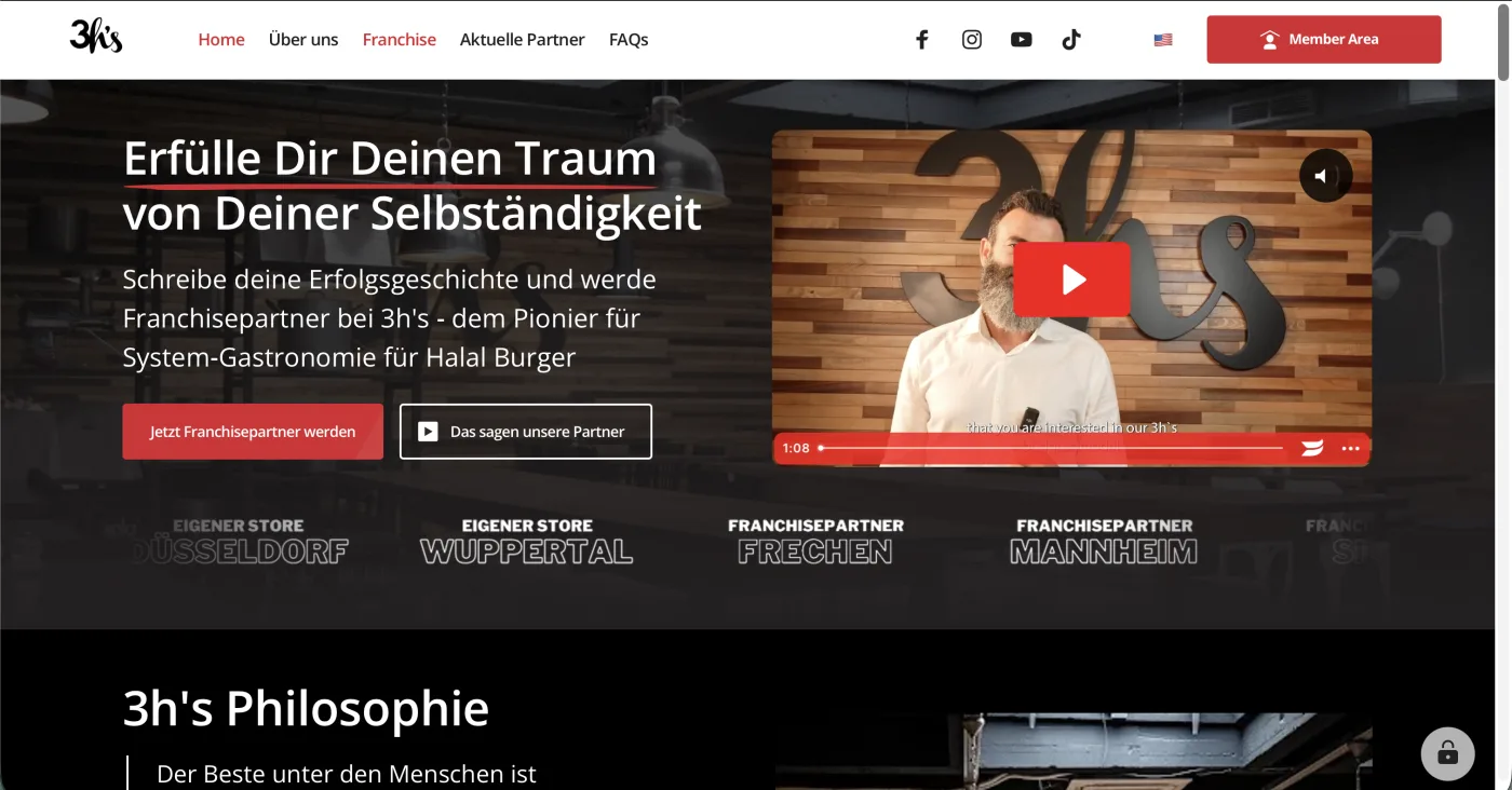 Website von 3h's Franchise