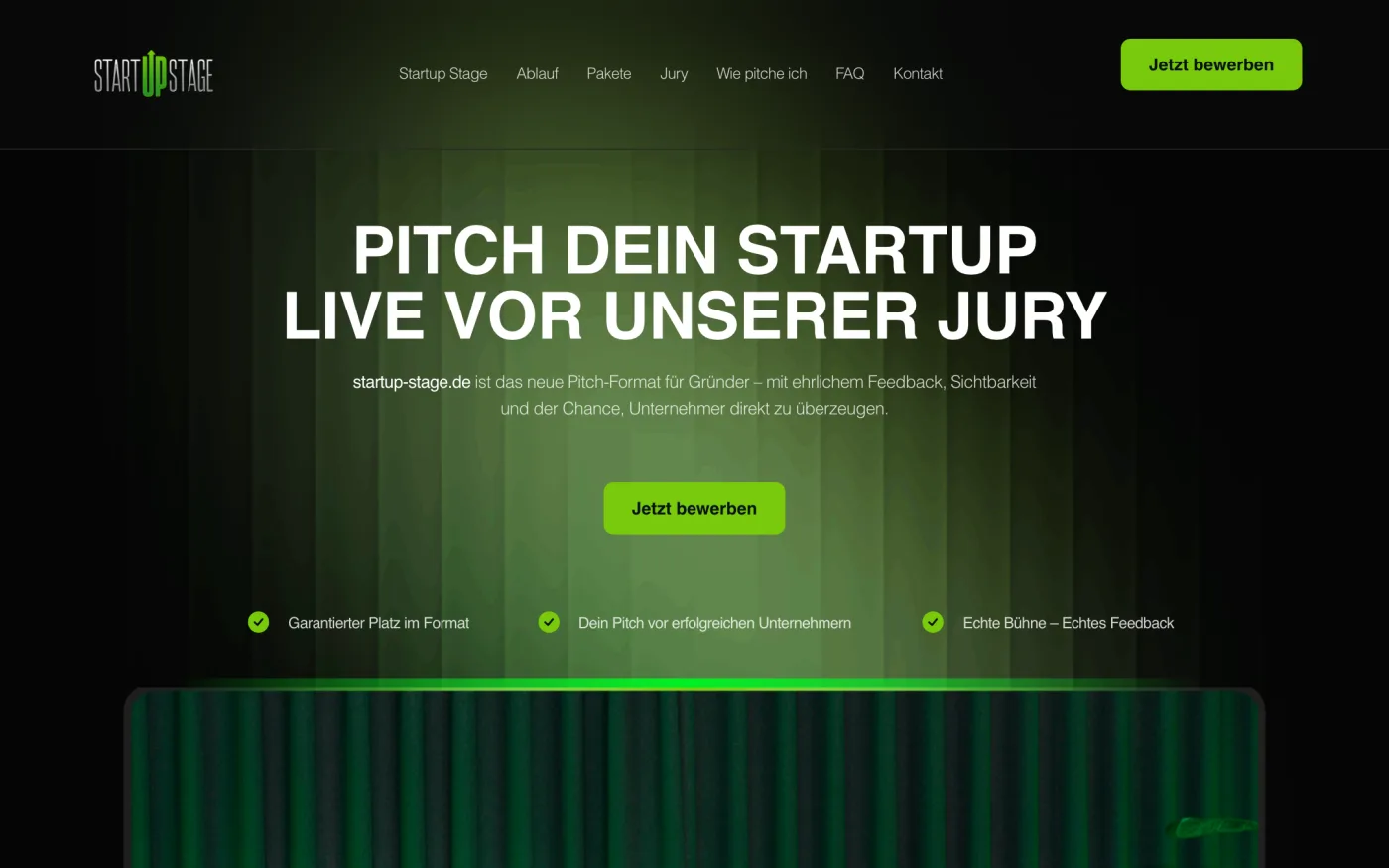 Website von Startup Stage
