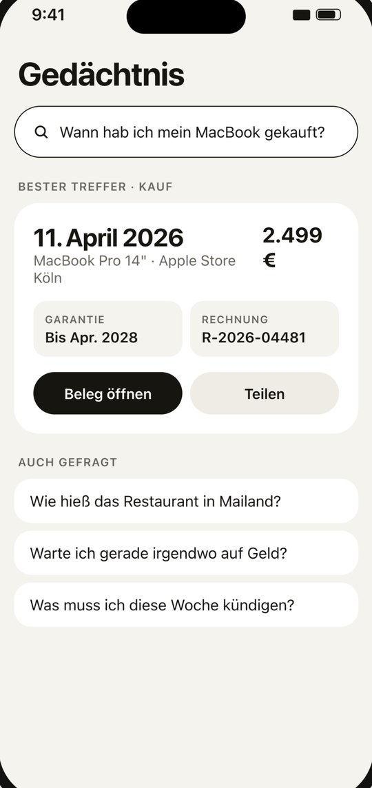 DO IT: Suche im persönlichen Gedächtnis mit Kaufbeleg, Garantie und Rechnungsnummer